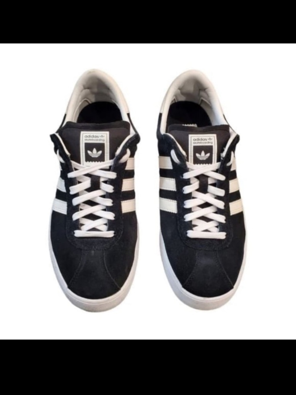 Adidas Shoes Mens Black Suede 3 Striped Skateboarding Sneakers